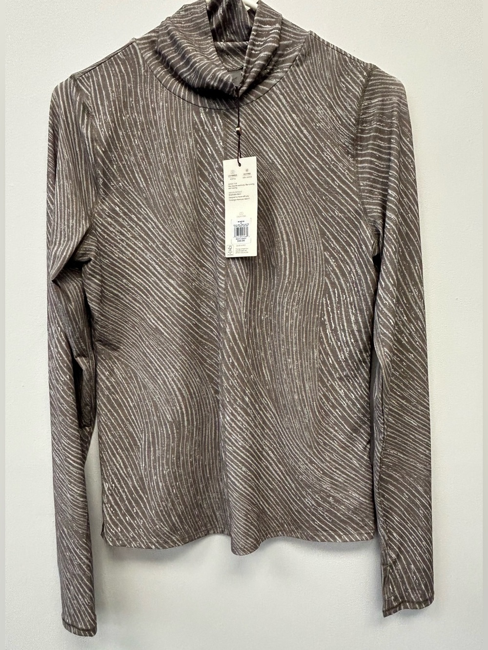 Alia Taupe Metallic-Striped Cowl Neck Sweater NWT